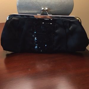 La Regale Black Satin Clutch